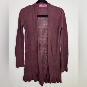 Anthropologie Sparrow fine knit pointelle Open Front Cardigan Sweater cashmere